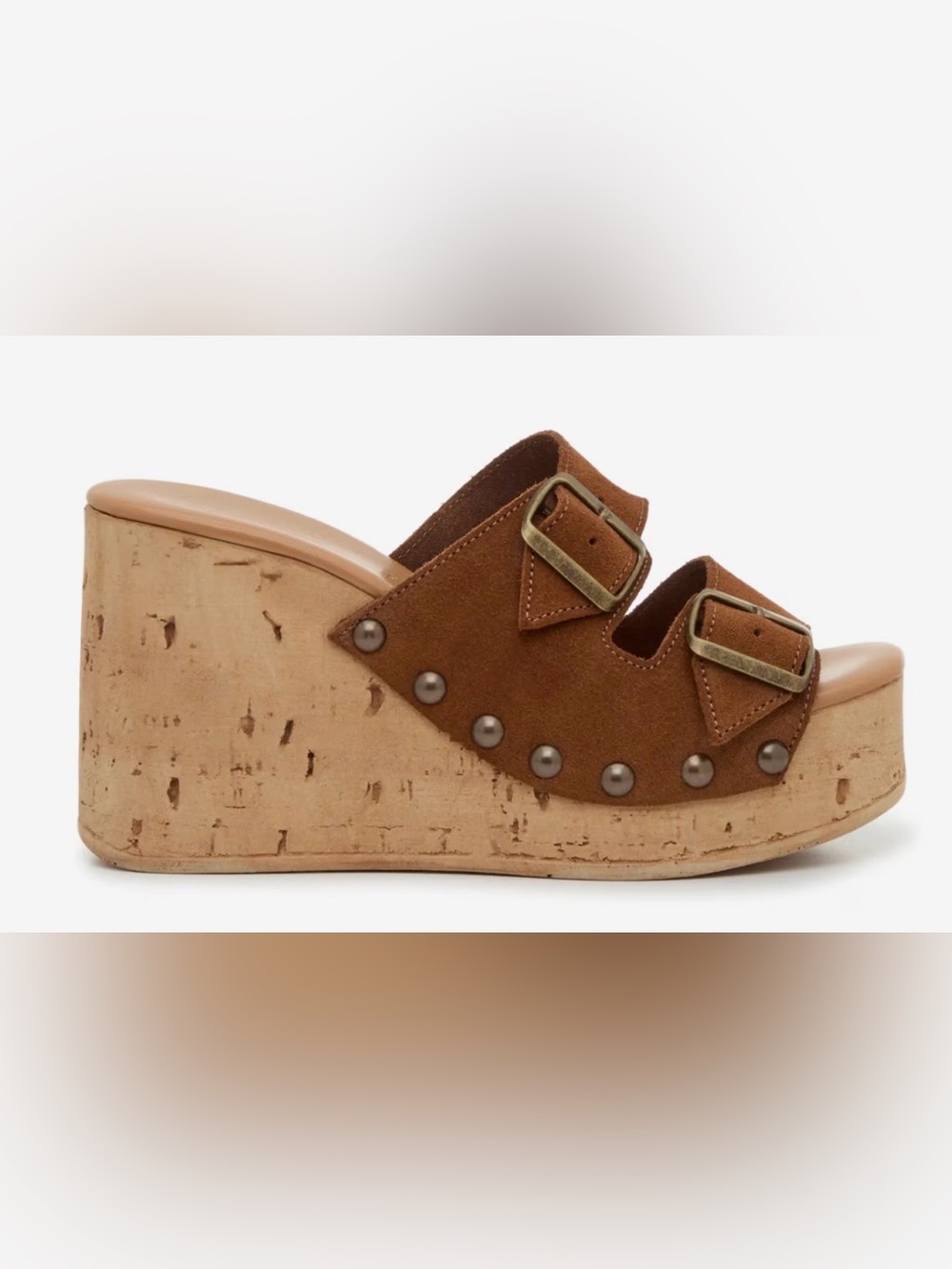 Anna Luisa Amalfi Studded Suede Cork Wedge Sandal Women’s 7 - Picture 4 of 7